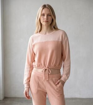 Hollister Pink Two Tone Waffle Knit Crop Top Tie Front Size Small Y2K Festival